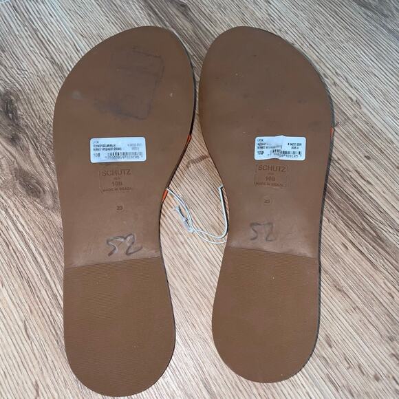 Schutz Lyta Patent Leather Sandal in Orange Size 10 - Picture 4 of 6